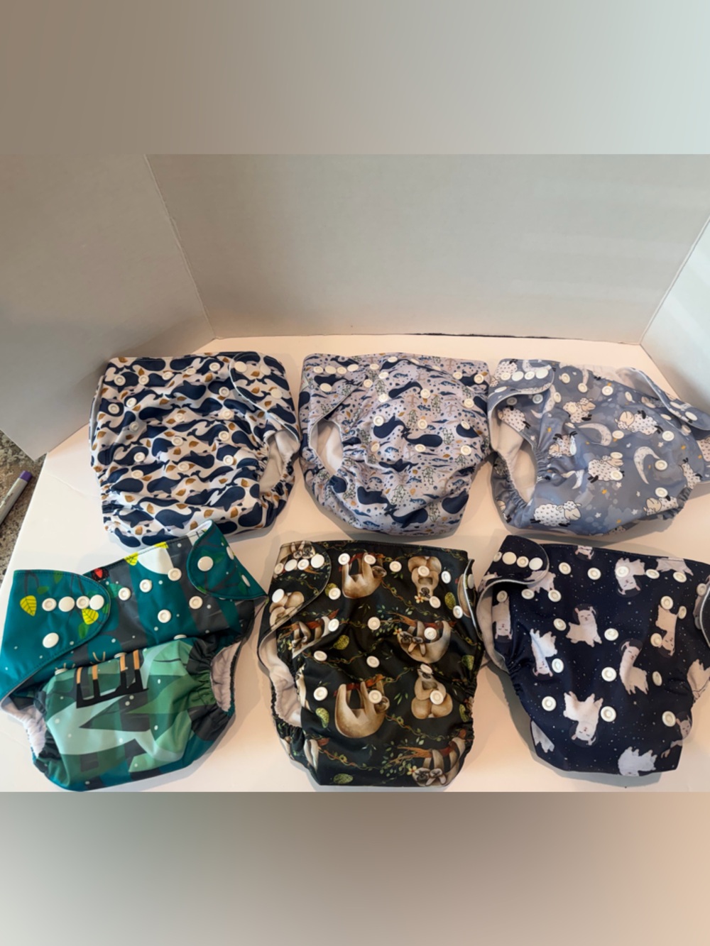 Langspirit adjustable and reusable cloth diapers. Set of 6 with inserts.